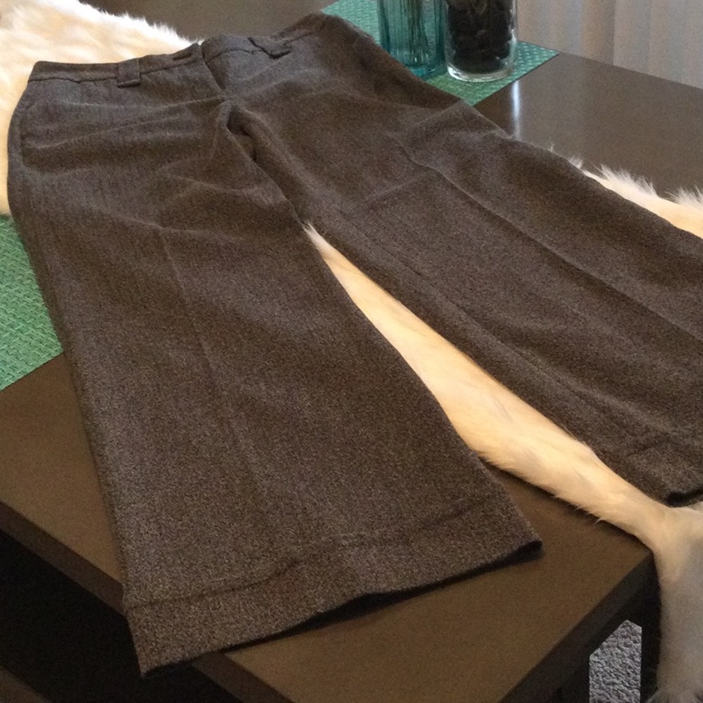 Black/Gray Herringbone Wide Leg Trousers